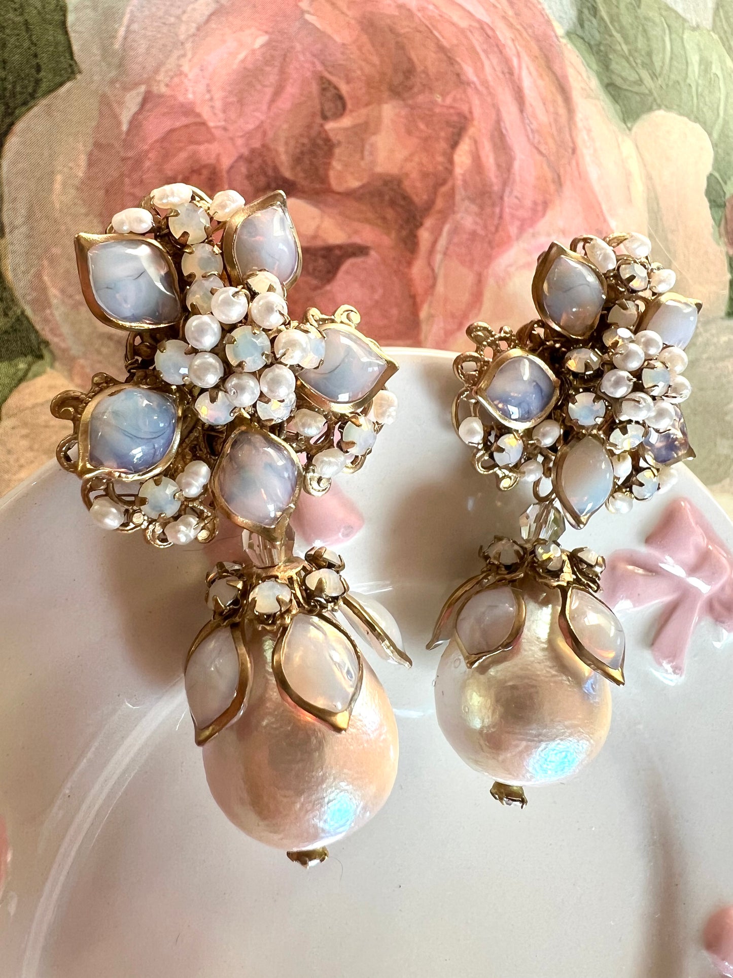 Luminous poured glass earrings