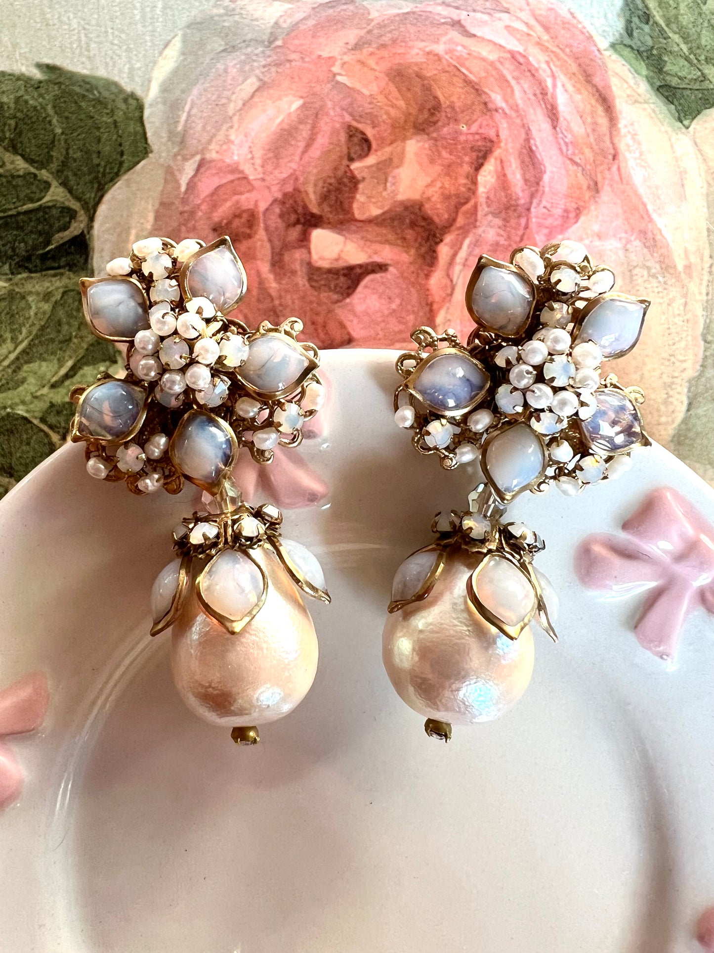 Luminous poured glass earrings