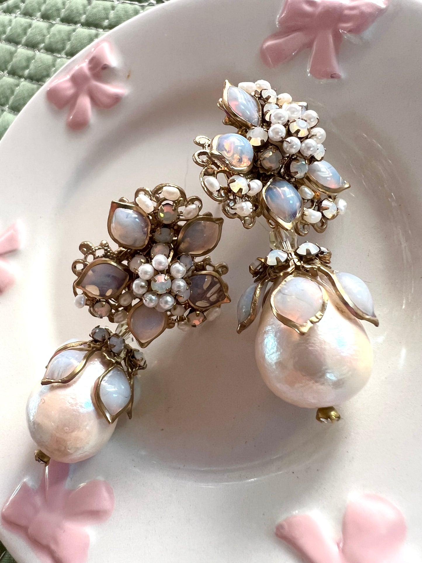 Luminous poured glass earrings