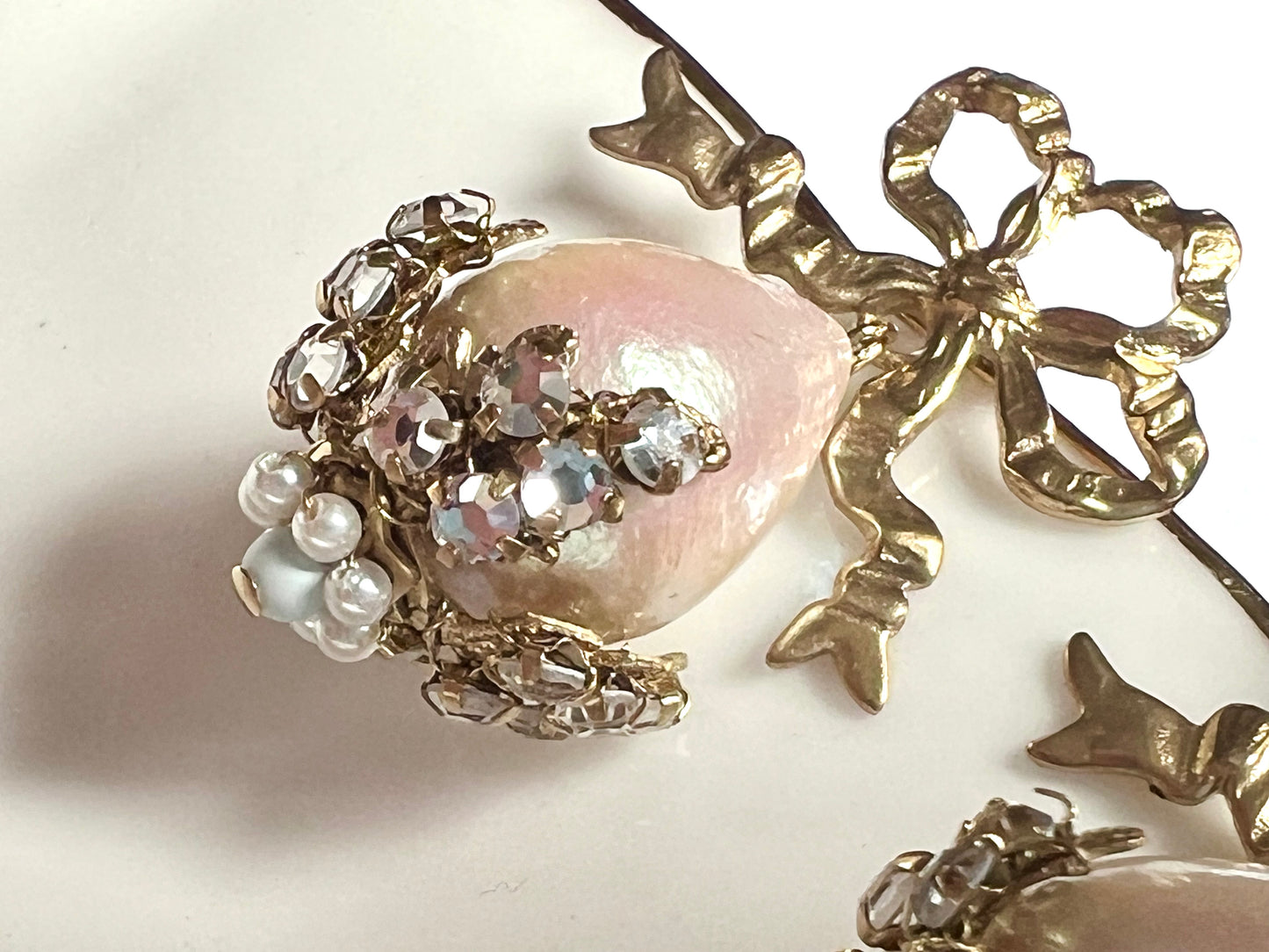 French love knot cotton pearl drops