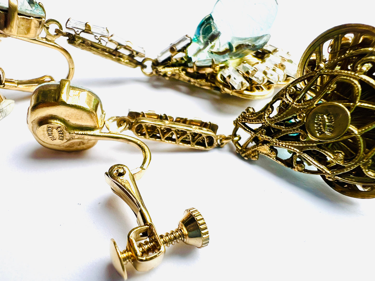 Aquamarine poured glass deco earrings