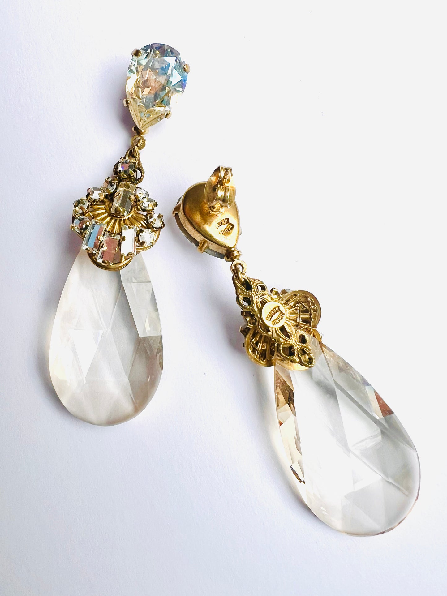 Champagne crystal drop earrings