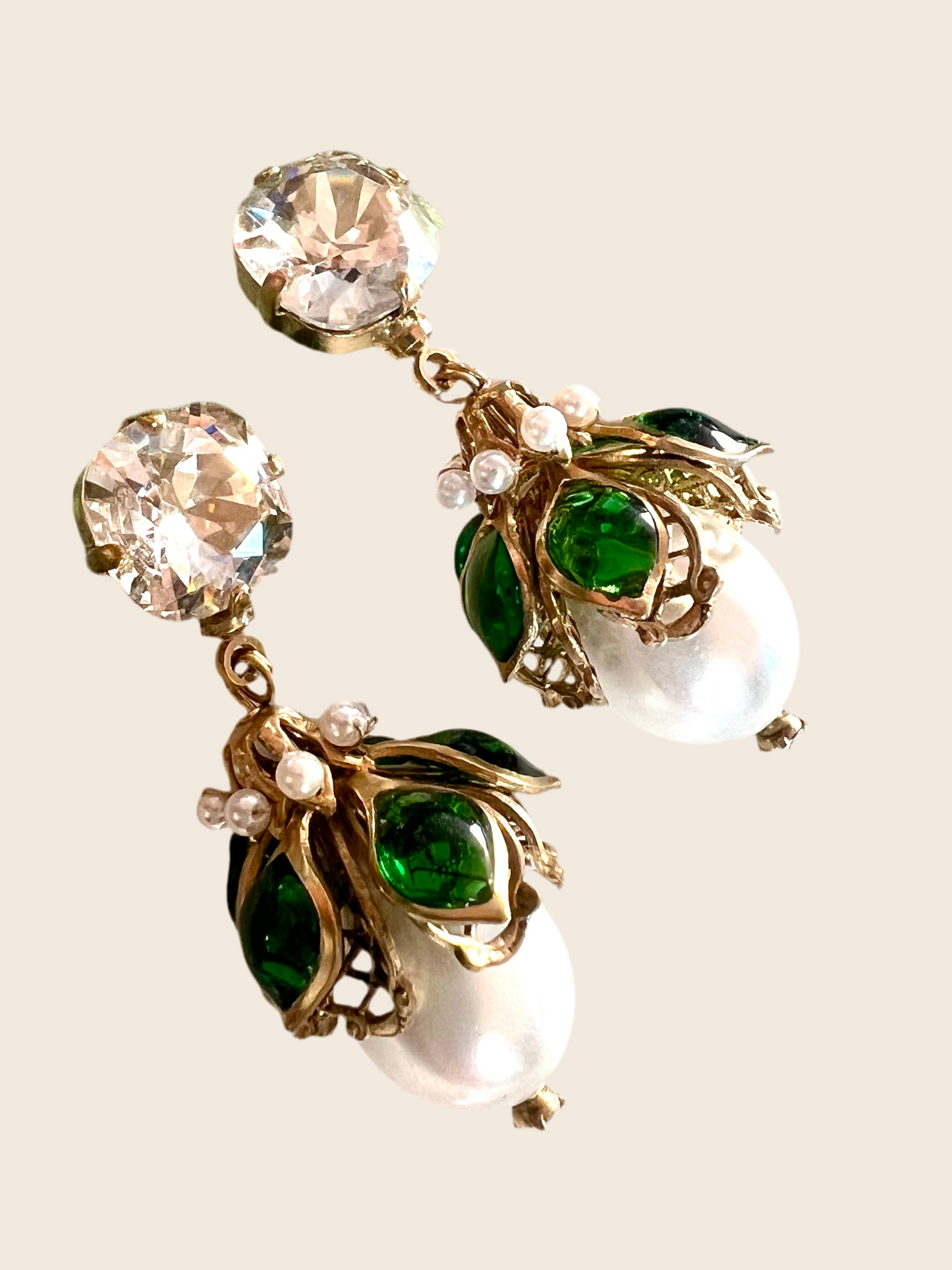 Emerald poured glass midi earrings