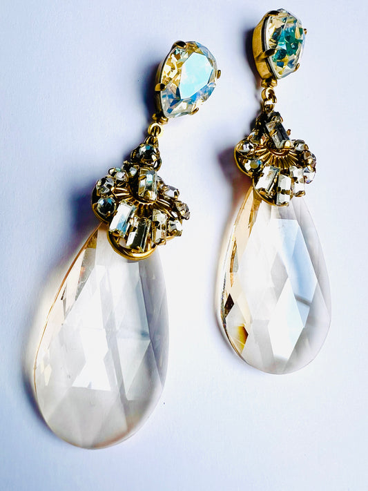 Champagne crystal drop earrings