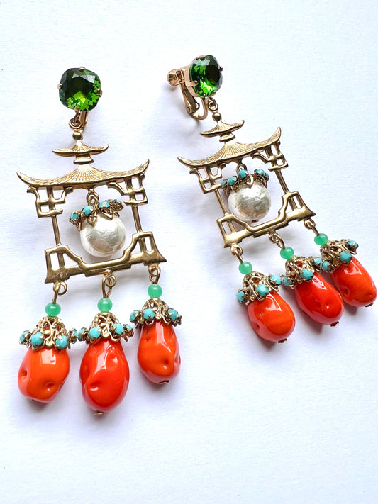 Oriental temple earrings