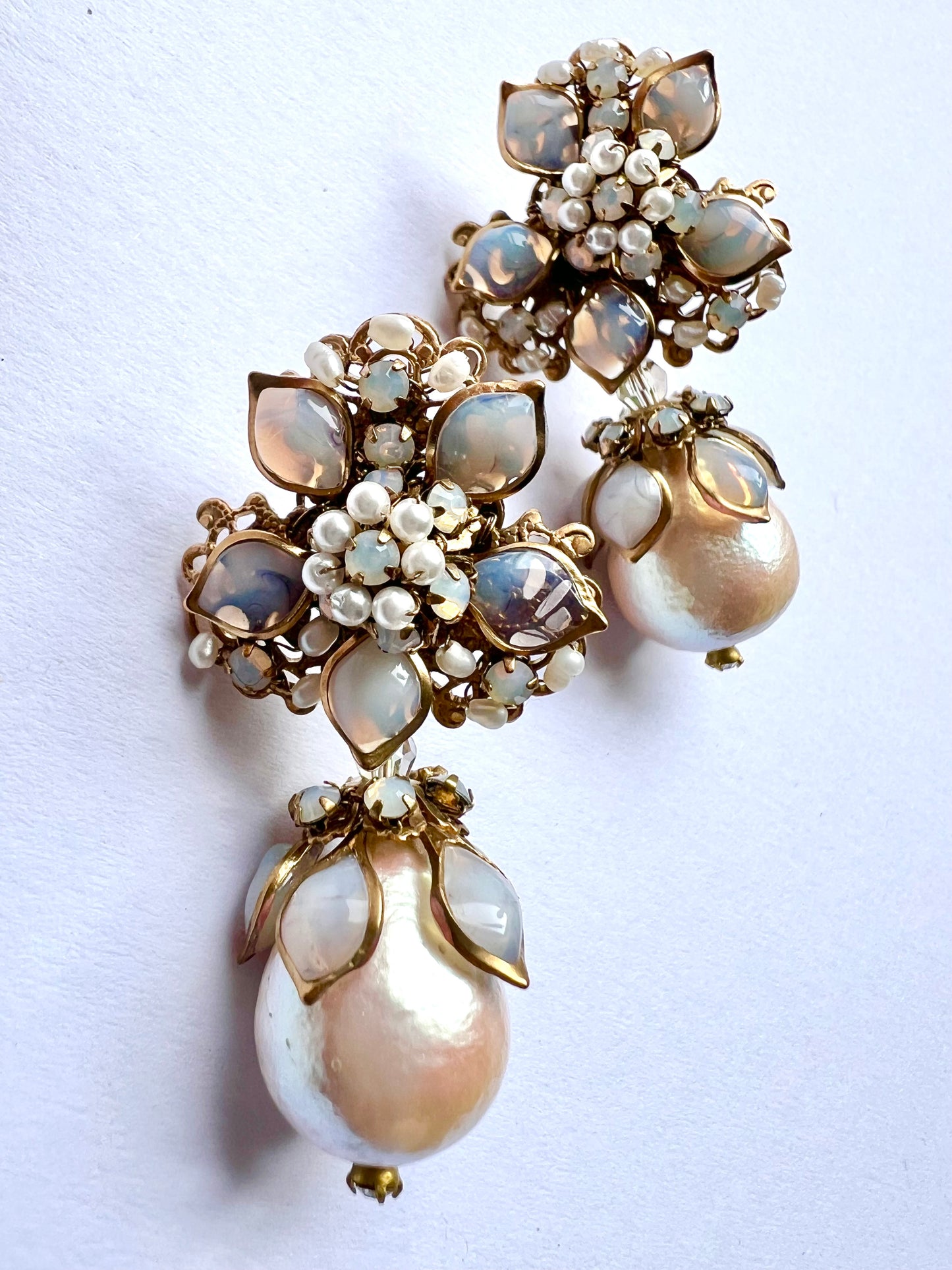 Luminous poured glass earrings