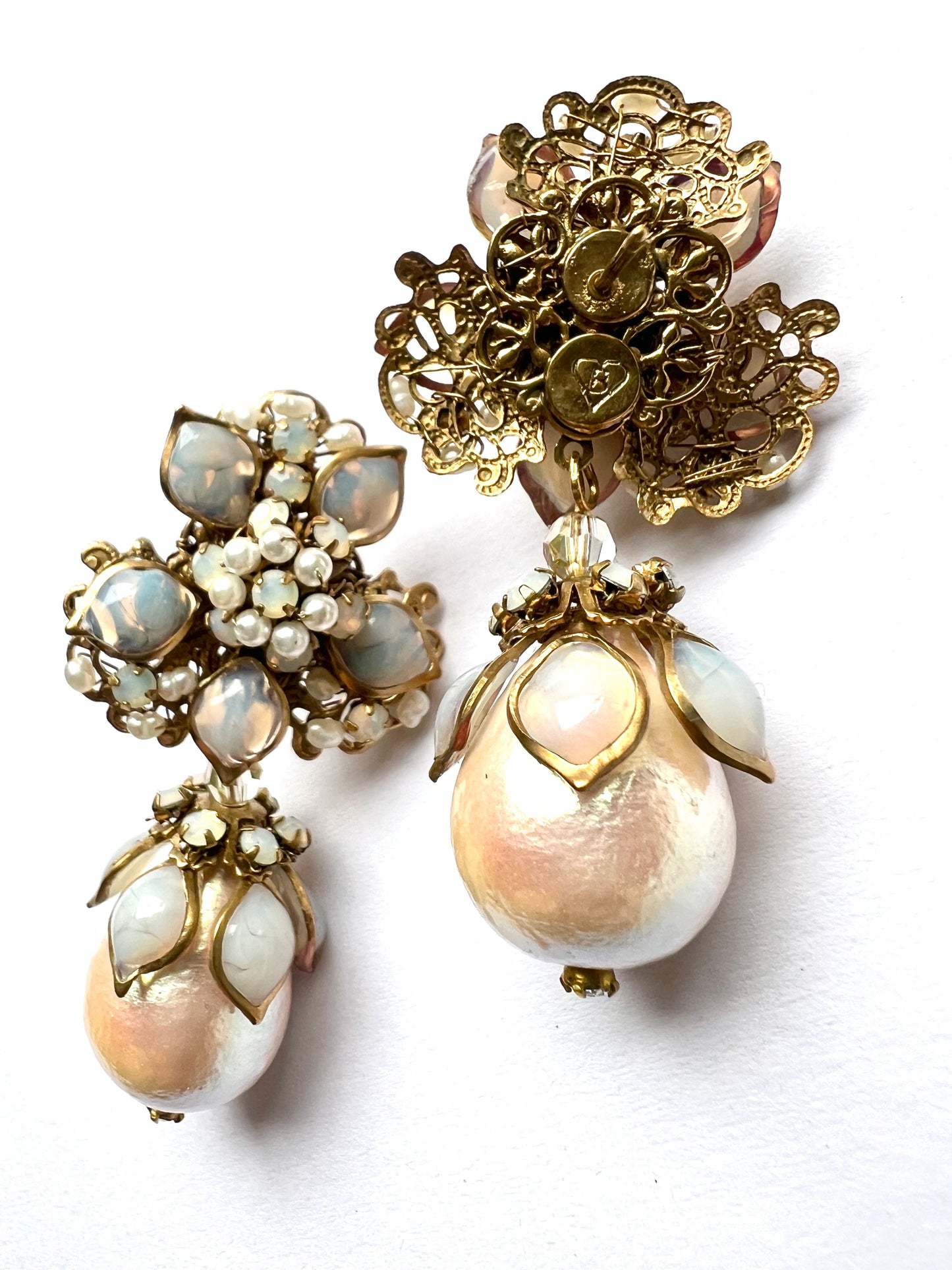 Luminous poured glass earrings